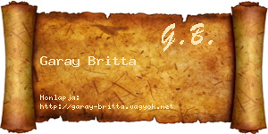 Garay Britta névjegykártya
